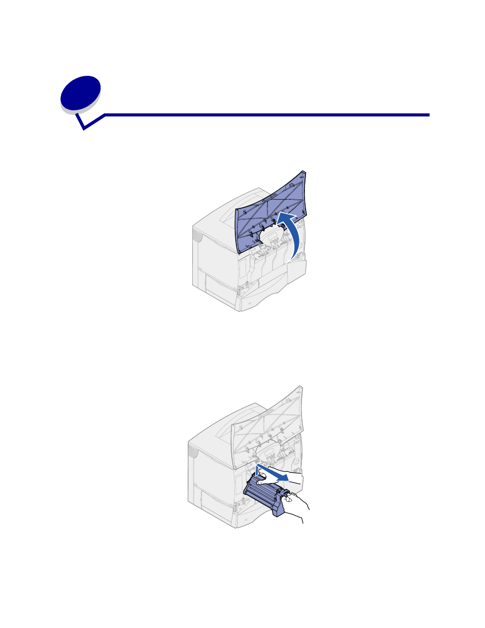 Clearing image transfer unit jams, Chapter 27: clearing image transfer unit jams, Clearing image transfer | Unit jams | IBM 1220 User Manual | Page 55 / 216