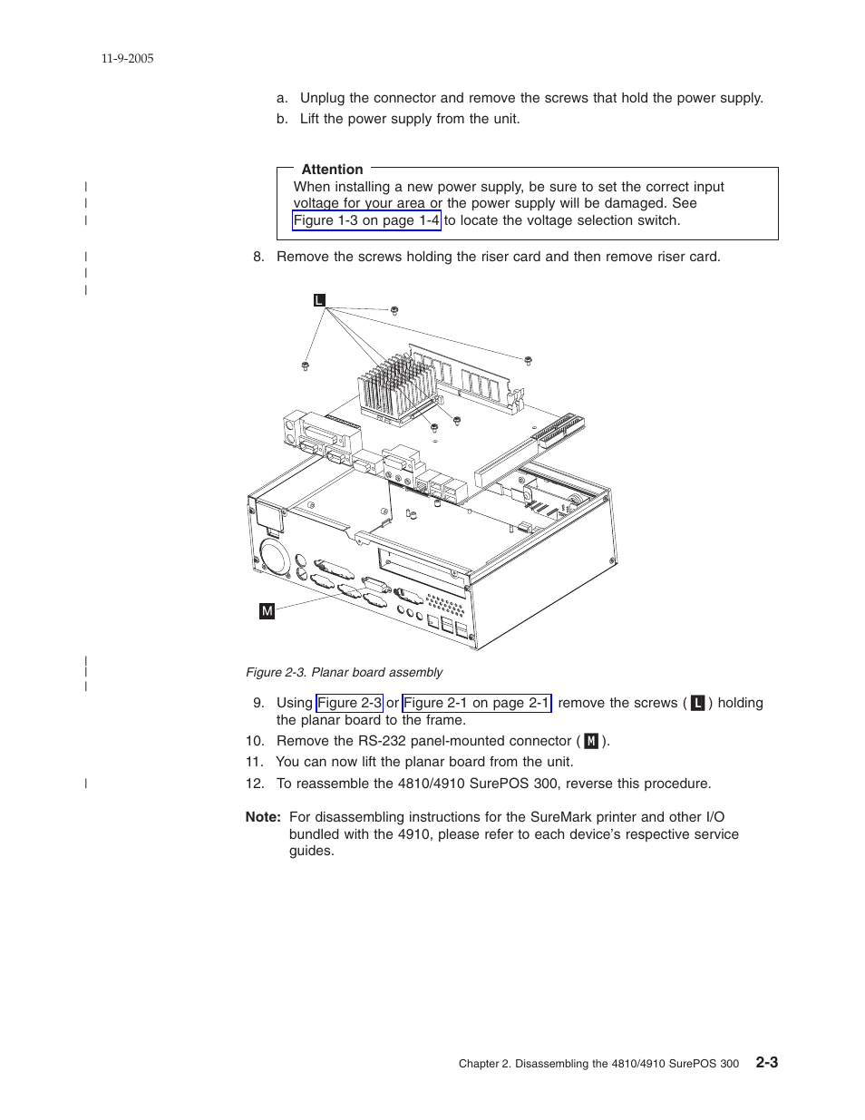 Planar, Board, Assembly | IBM 32x User Manual | Page 25 / 68