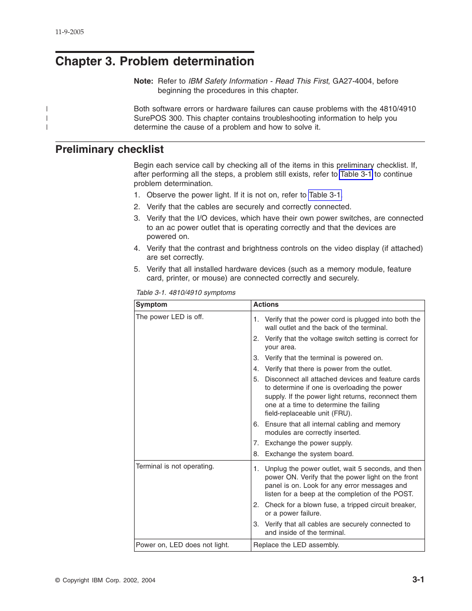 Chapter 3. problem determination, Preliminary checklist, Chapter | Problem, Determination, Preliminary, Checklist | IBM 32x User Manual | Page 27 / 68