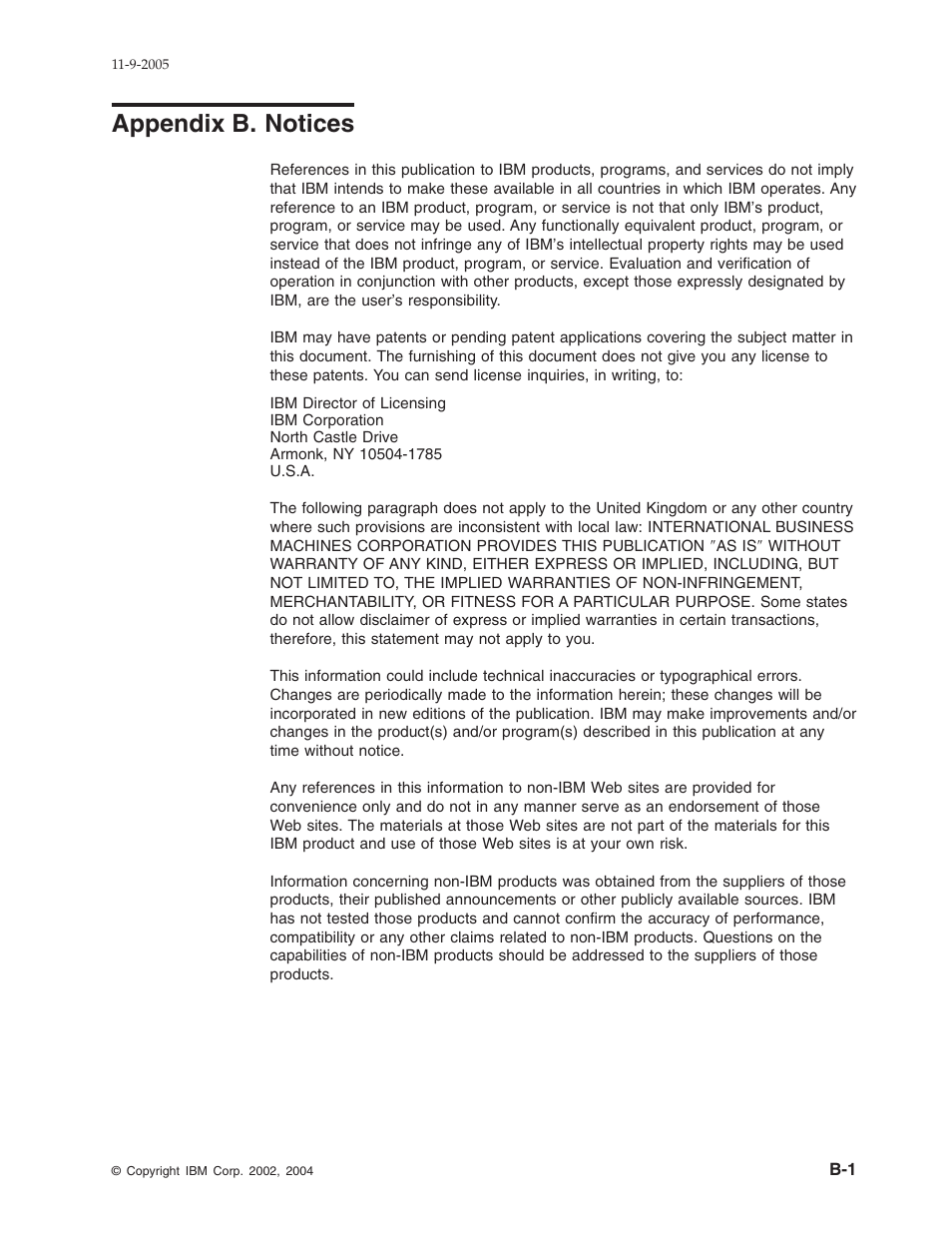 Appendix b. notices, Appendix, Notices | IBM 32x User Manual | Page 49 / 68