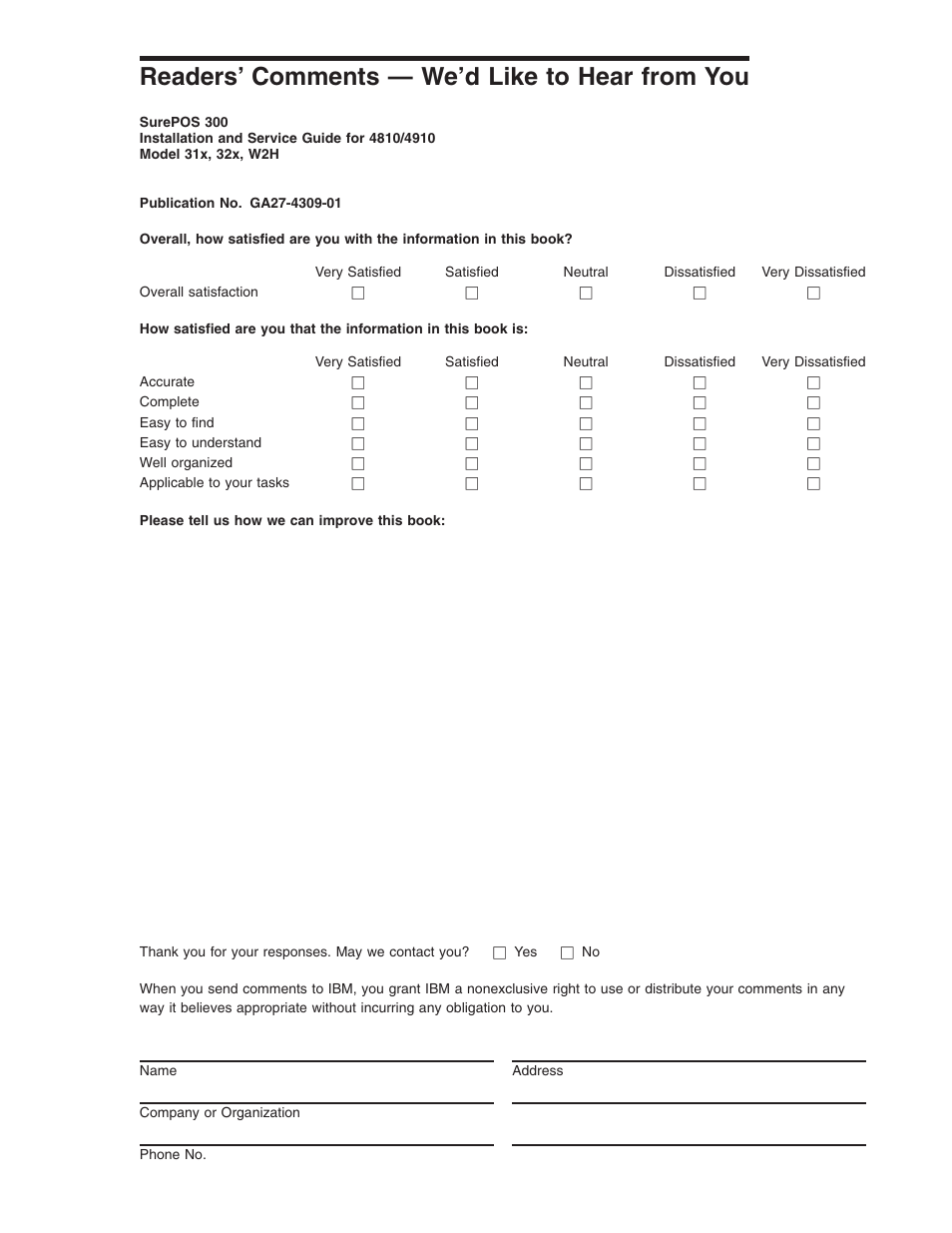 Readers’ comments — we'd like to hear from you, Readers, Comments | We’d, Like, Hear, From | IBM 32x User Manual | Page 65 / 68