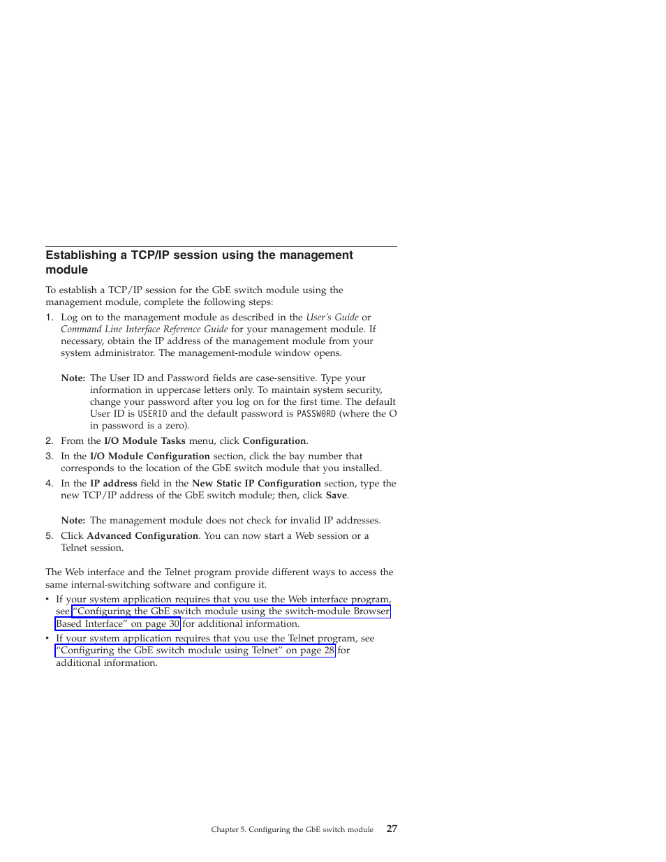 Establishing, Tcp/ip, Session | Using, Management, Module | IBM Nortel 10 User Manual | Page 37 / 90