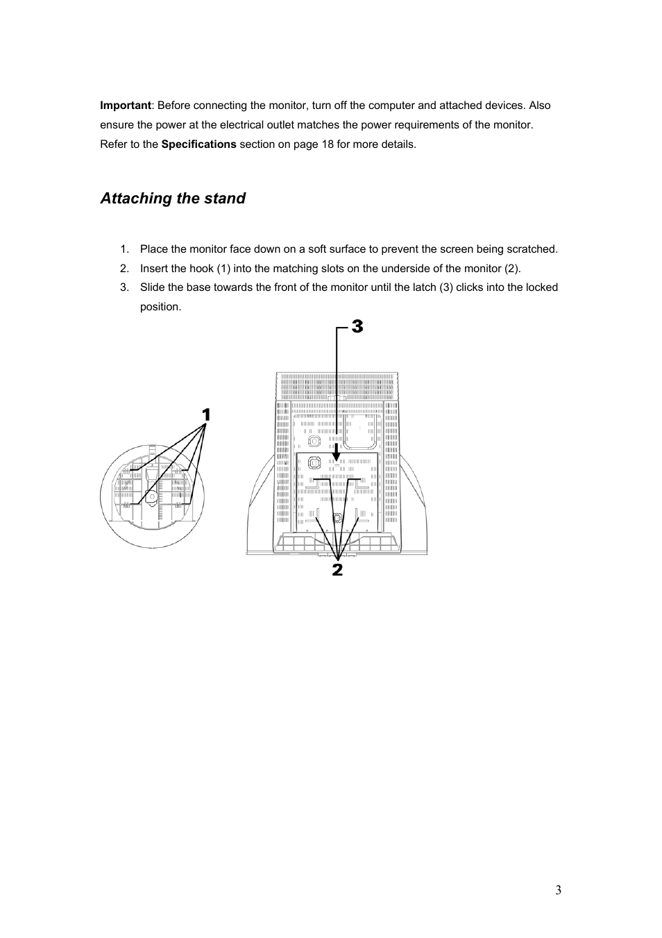 Attaching the stand | IBM C190 User Manual | Page 4 / 22