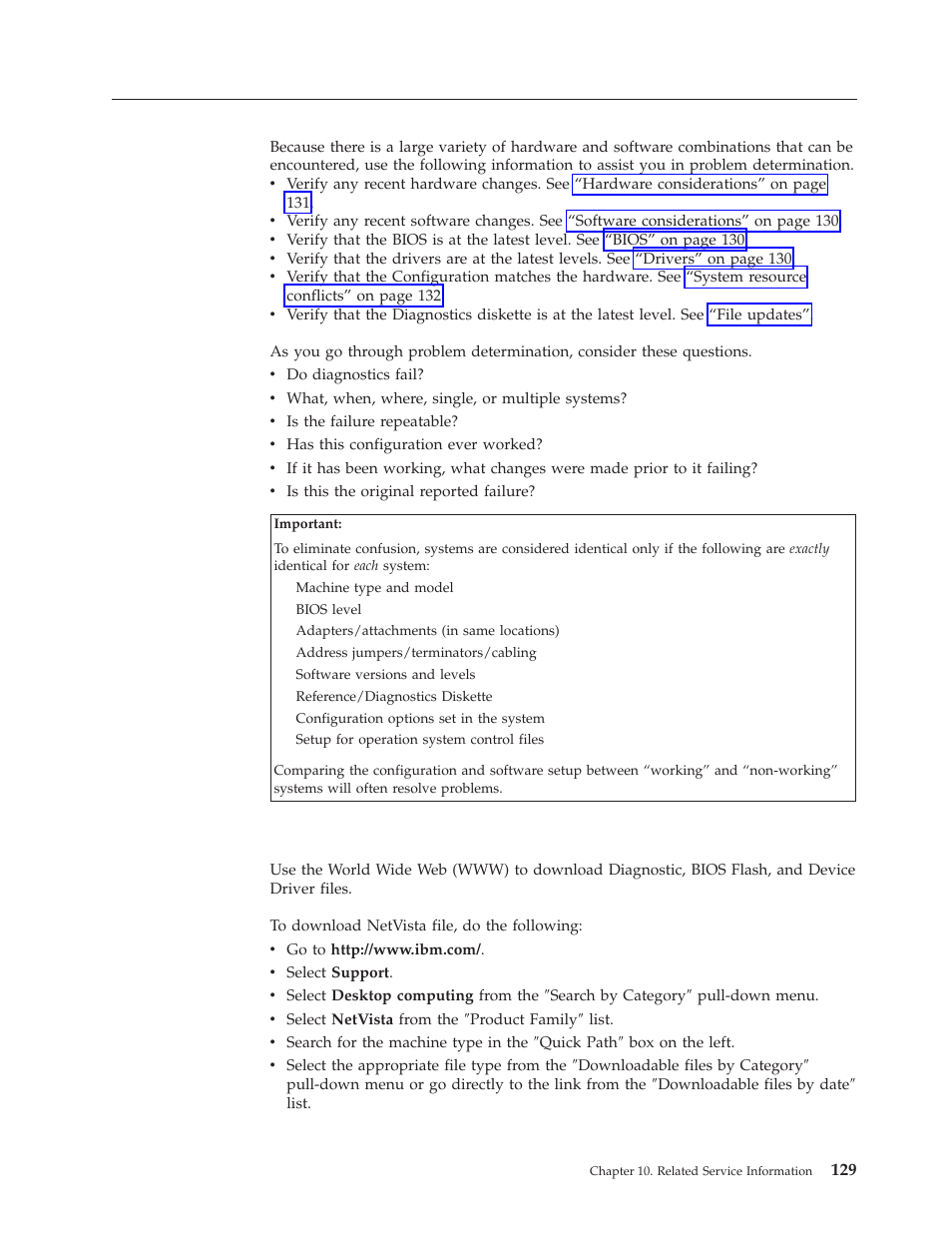Problem determination tips, File updates, Problem | Determination, Tips, File, Updates | IBM A40 TYPE 6840 User Manual | Page 135 / 148