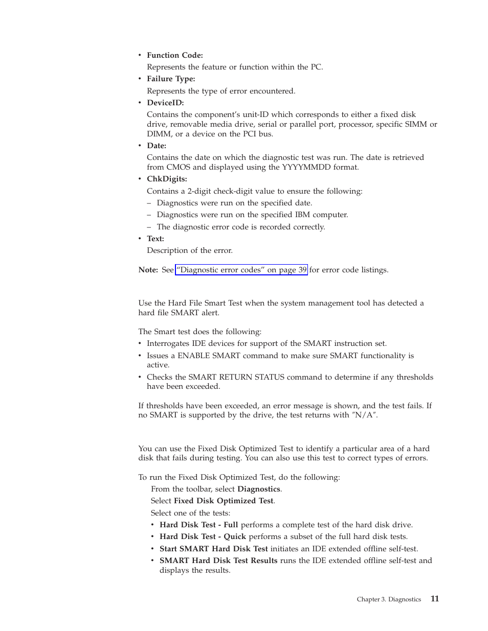Hard file smart test, Fixed disk optimized test, Hard | File, Smart, Test, Fixed, Disk, Optimized | IBM A40 TYPE 6840 User Manual | Page 17 / 148