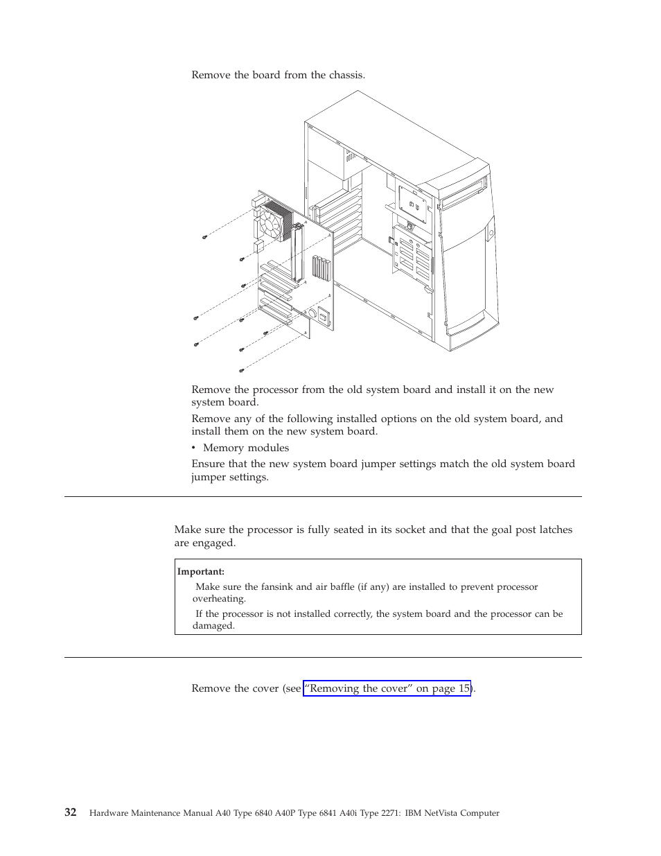 Replacing a processor, Replacing the speaker, Replacing | Processor, Speaker | IBM A40 TYPE 6840 User Manual | Page 38 / 148