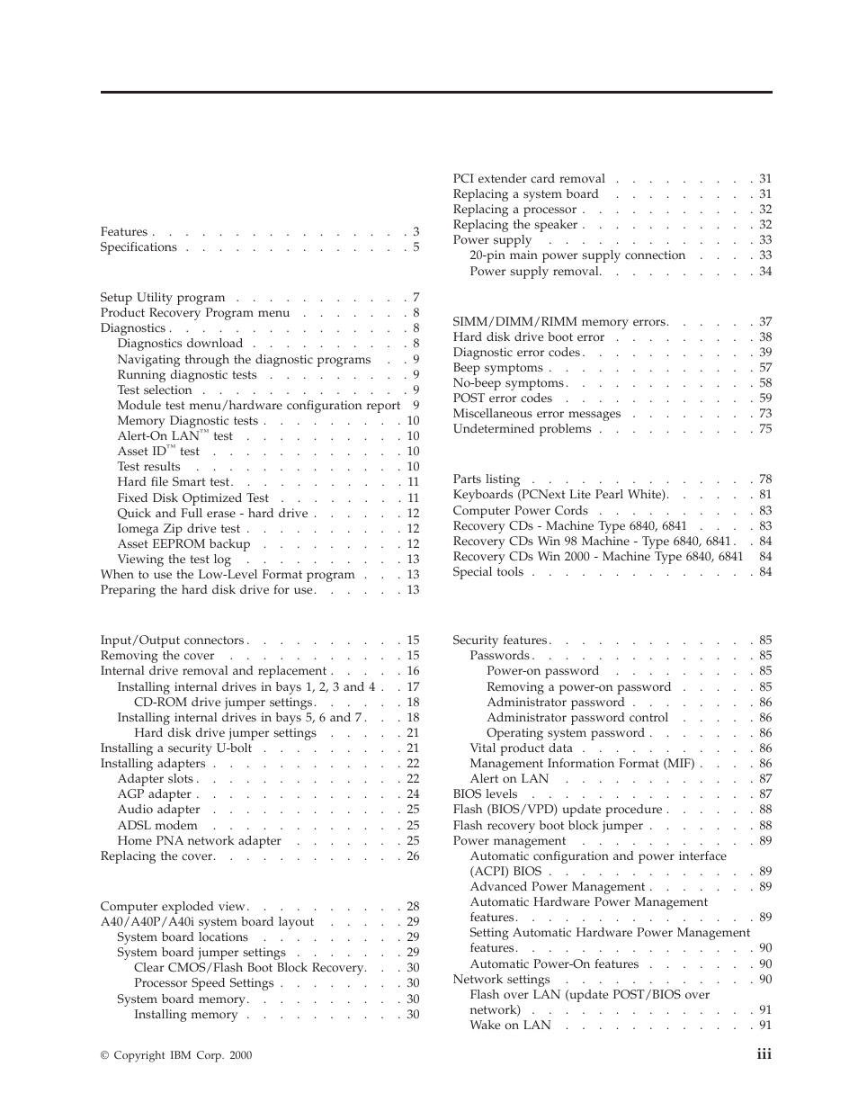 IBM A40 TYPE 6840 User Manual | Page 5 / 148