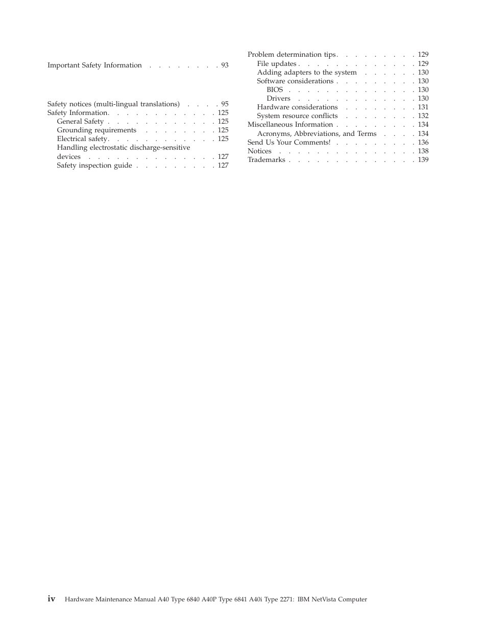 Chapter 9. about this manual, Chapter 10. related service information | IBM A40 TYPE 6840 User Manual | Page 6 / 148