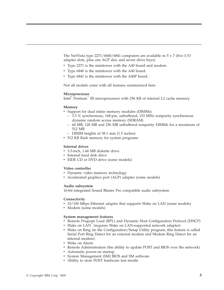 Chapter 2. general information, Features, Chapter | General, Information | IBM A40 TYPE 6840 User Manual | Page 9 / 148