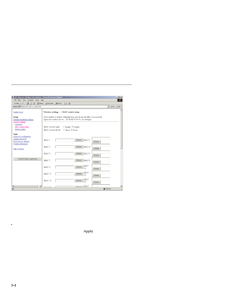 Wireless settings - mac control setup | IBM 22P6415 User Manual | Page 18 / 62