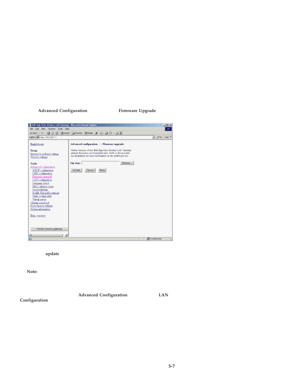 Lan configuration | IBM 22P6415 User Manual | Page 35 / 62