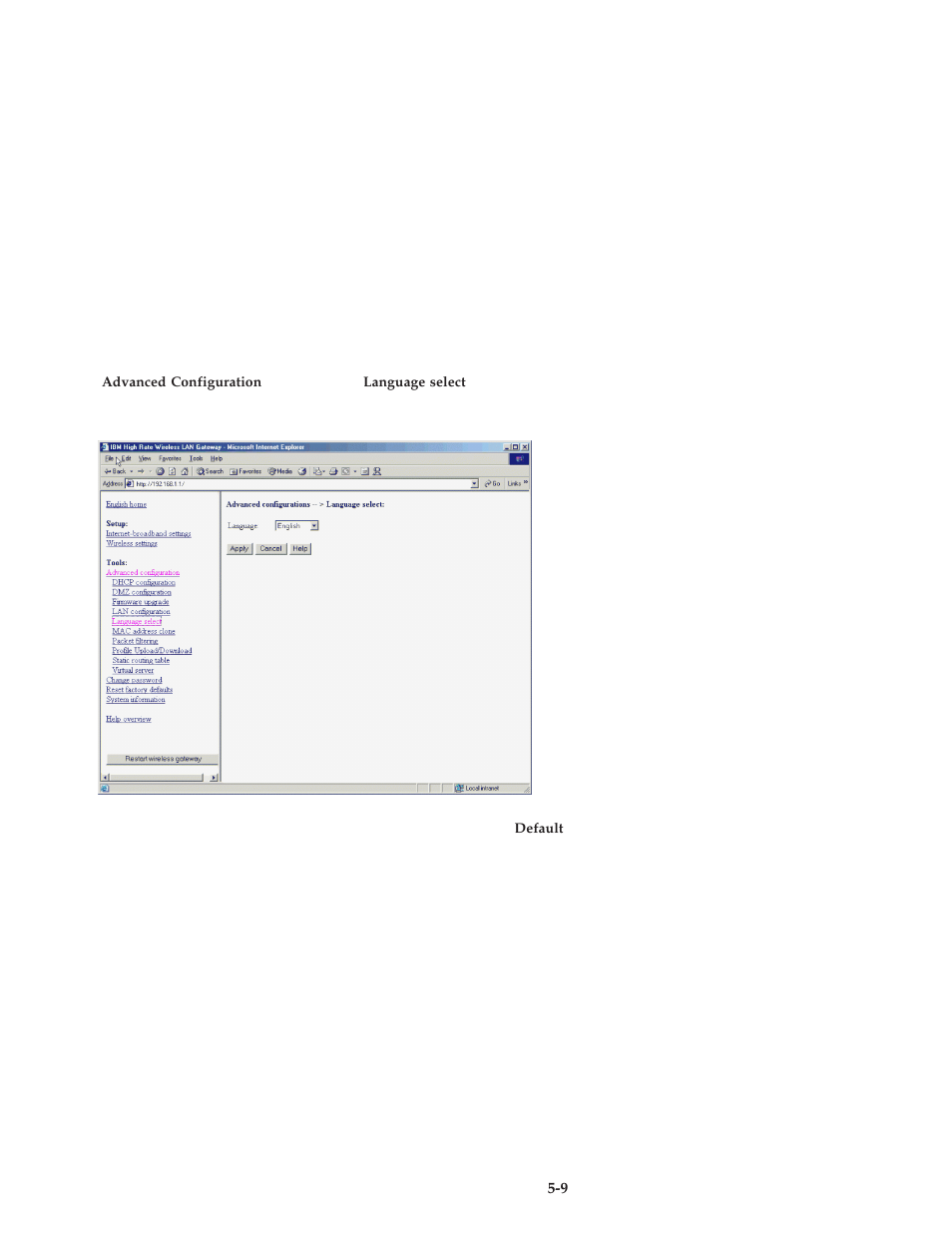 Language select, Mac address clone | IBM 22P6415 User Manual | Page 37 / 62