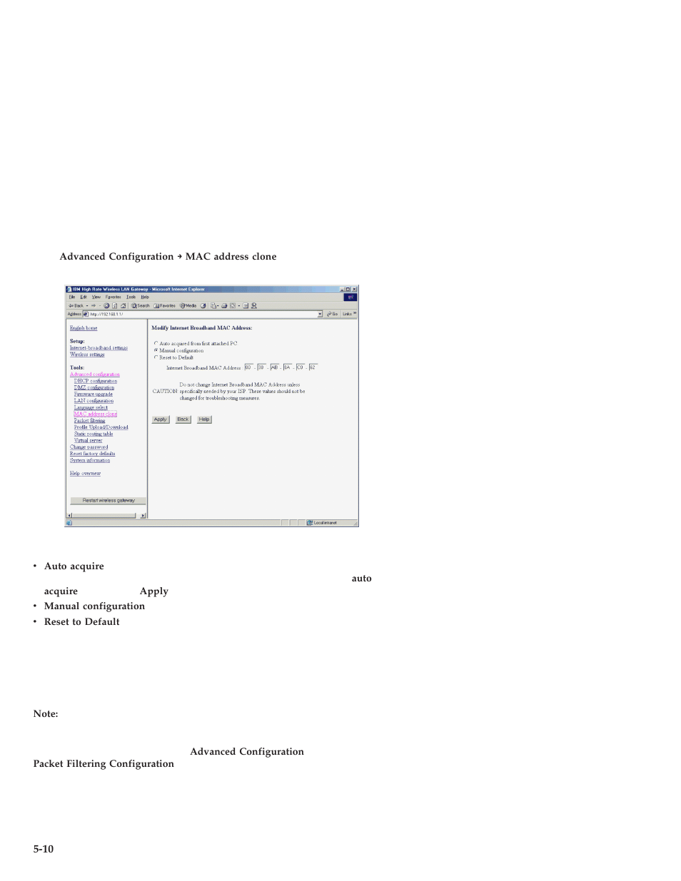 Packet filtering | IBM 22P6415 User Manual | Page 38 / 62