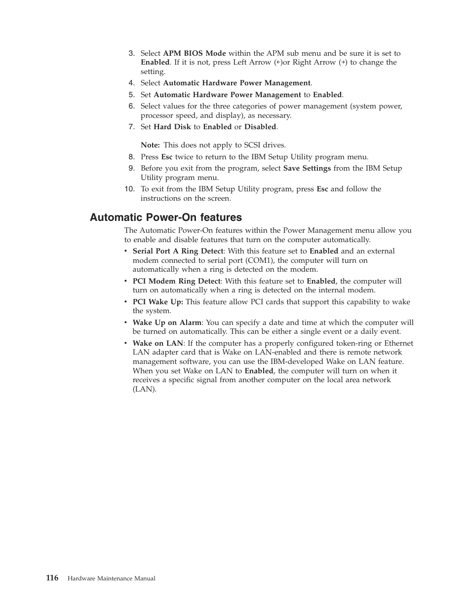 Automatic power-on features, Automatic, Power-on | Features | IBM THINKCENTER 8189 User Manual | Page 122 / 290