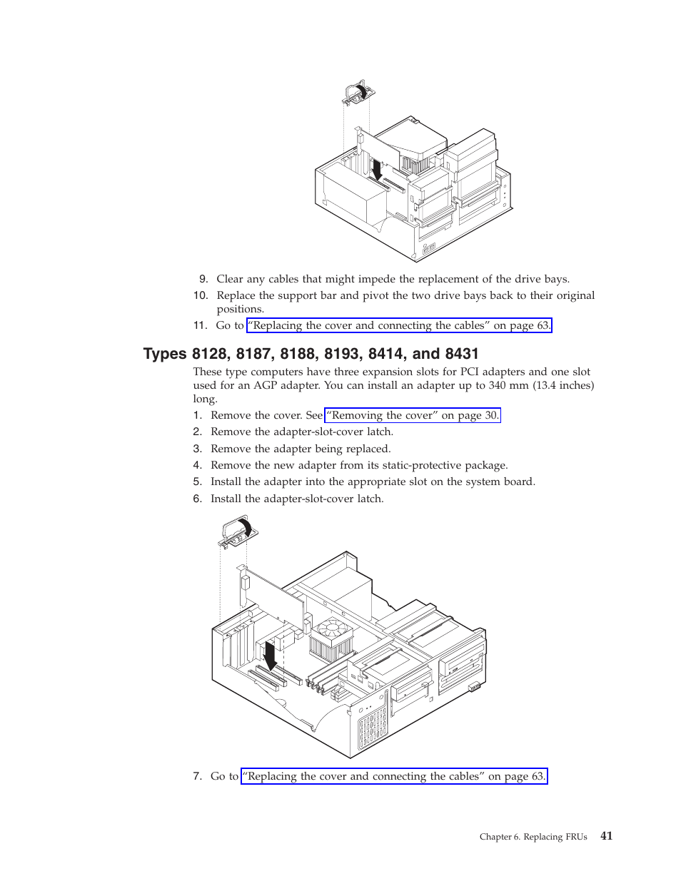 Types 8128, 8187, 8188, 8193, 8414, and 8431, Types | IBM THINKCENTER 8189 User Manual | Page 47 / 290