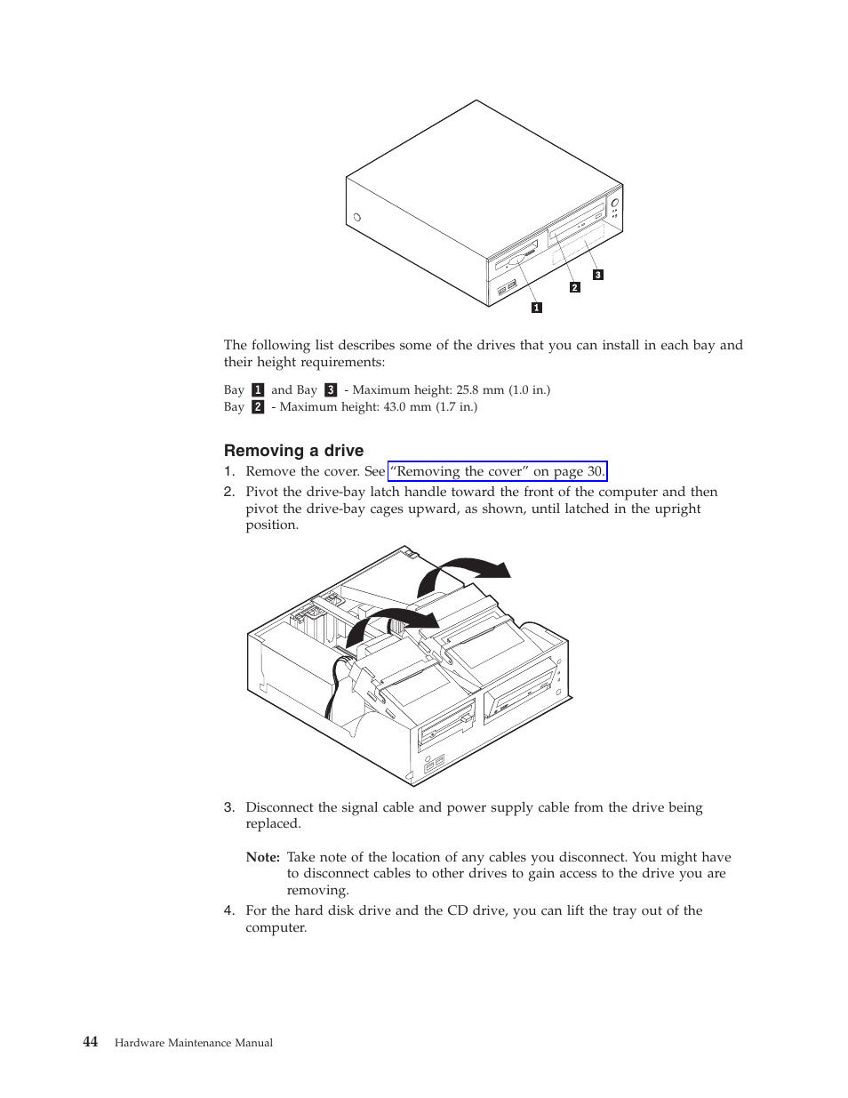 Removing a drive, Removing, Drive | IBM THINKCENTER 8189 User Manual | Page 50 / 290