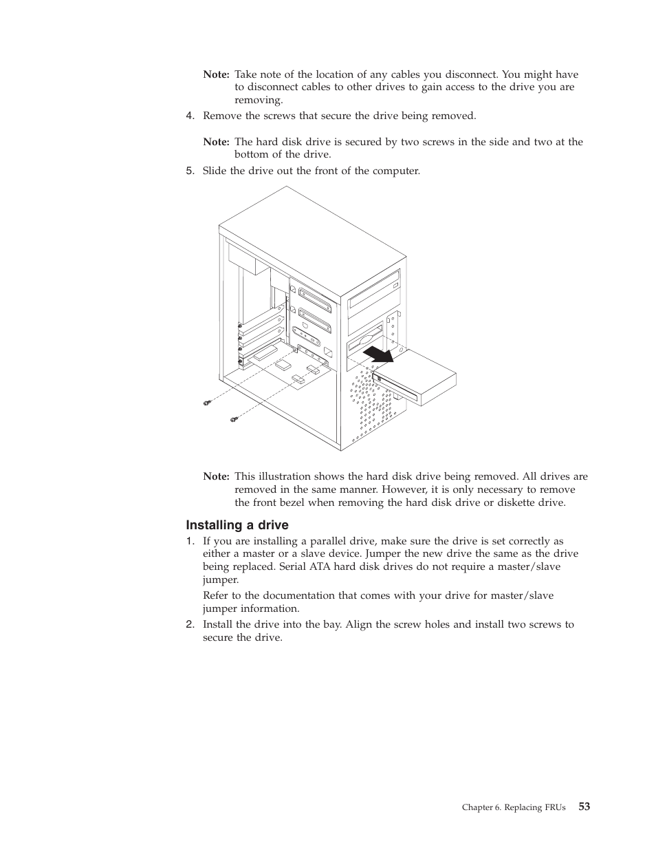 Installing a drive, Installing, Drive | IBM THINKCENTER 8189 User Manual | Page 59 / 290