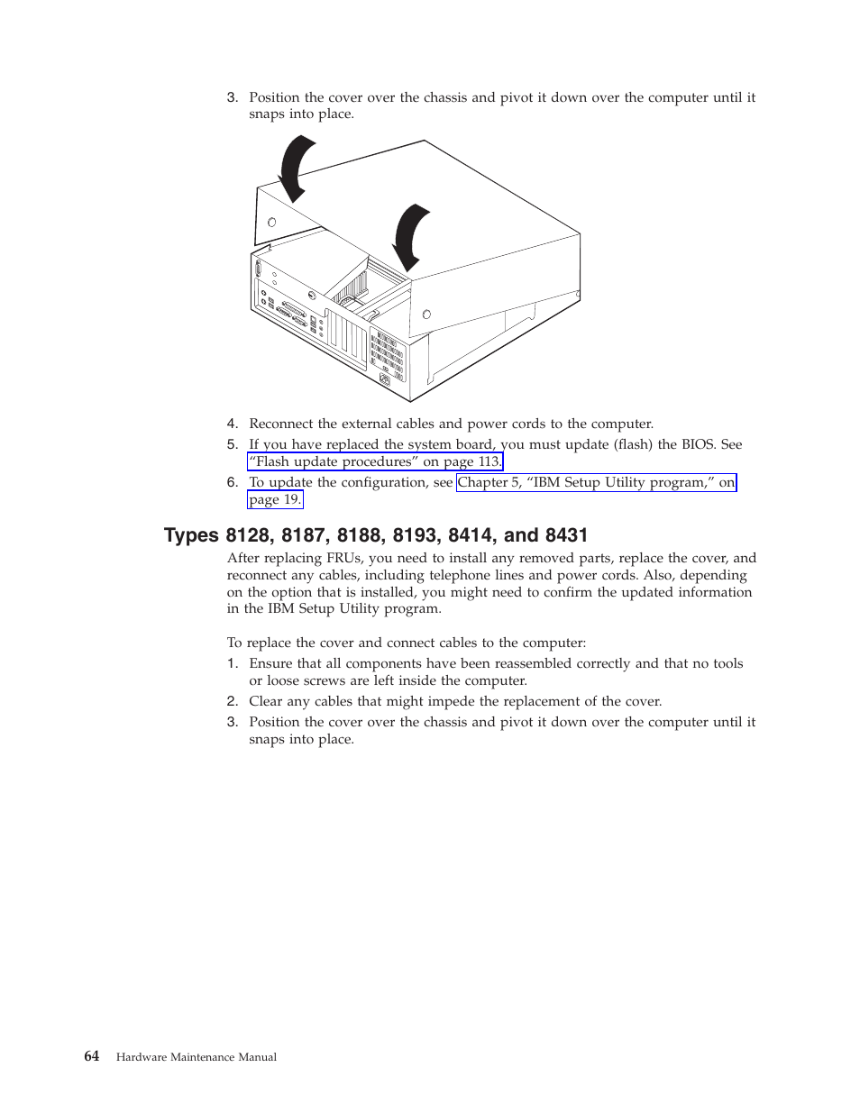 Types 8128, 8187, 8188, 8193, 8414, and 8431, Types | IBM THINKCENTER 8189 User Manual | Page 70 / 290
