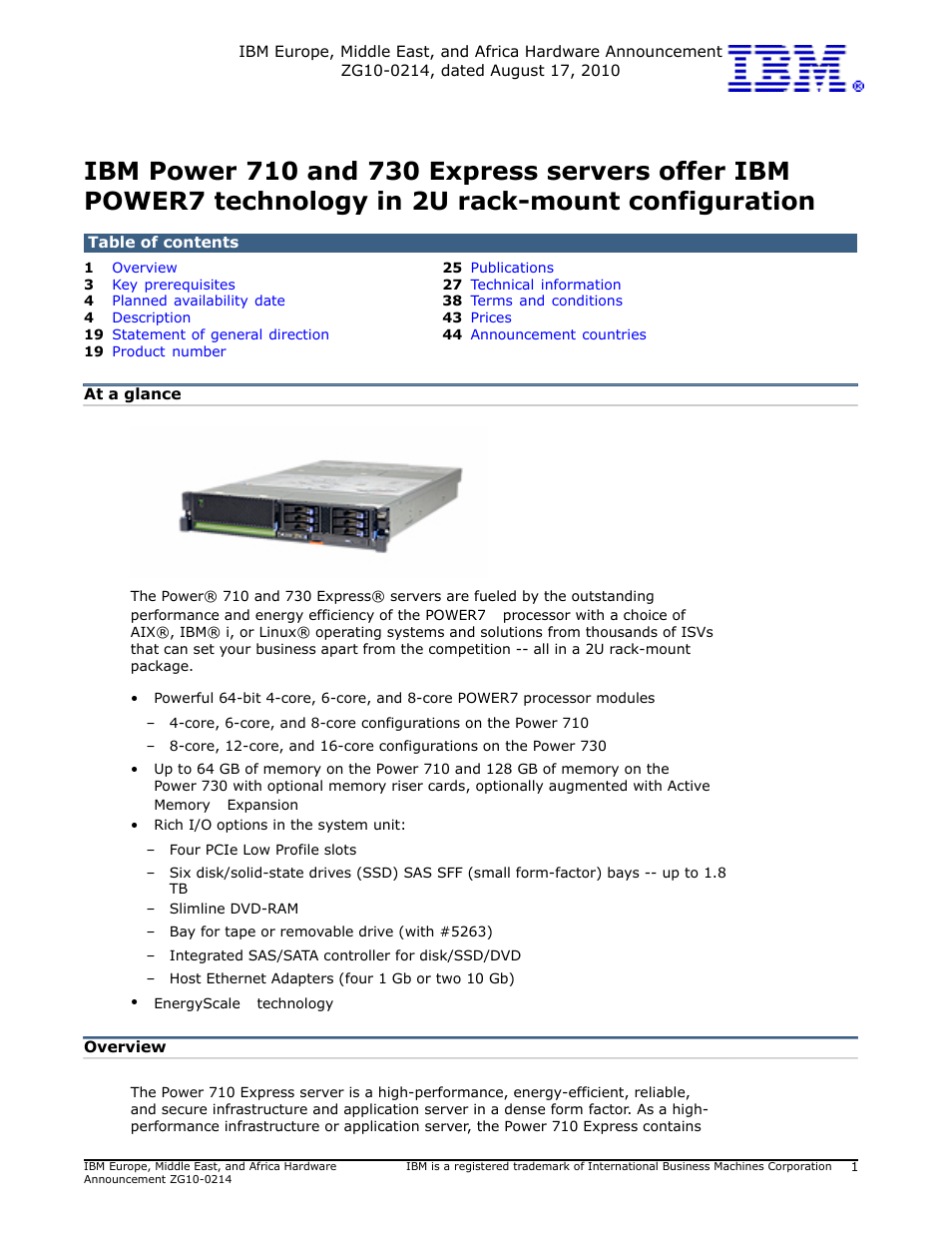 IBM POWER 730 User Manual | 45 pages