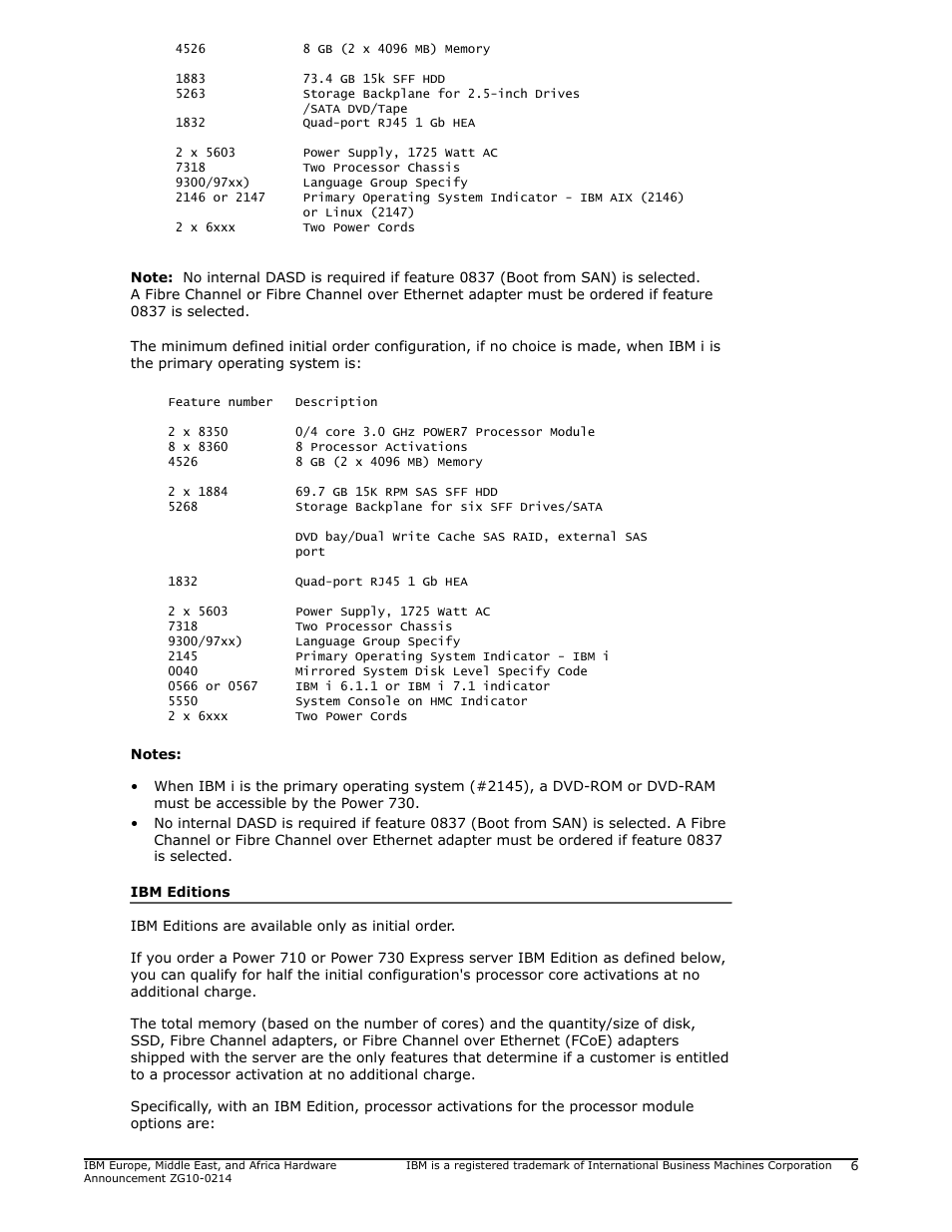IBM POWER 730 User Manual | Page 6 / 45