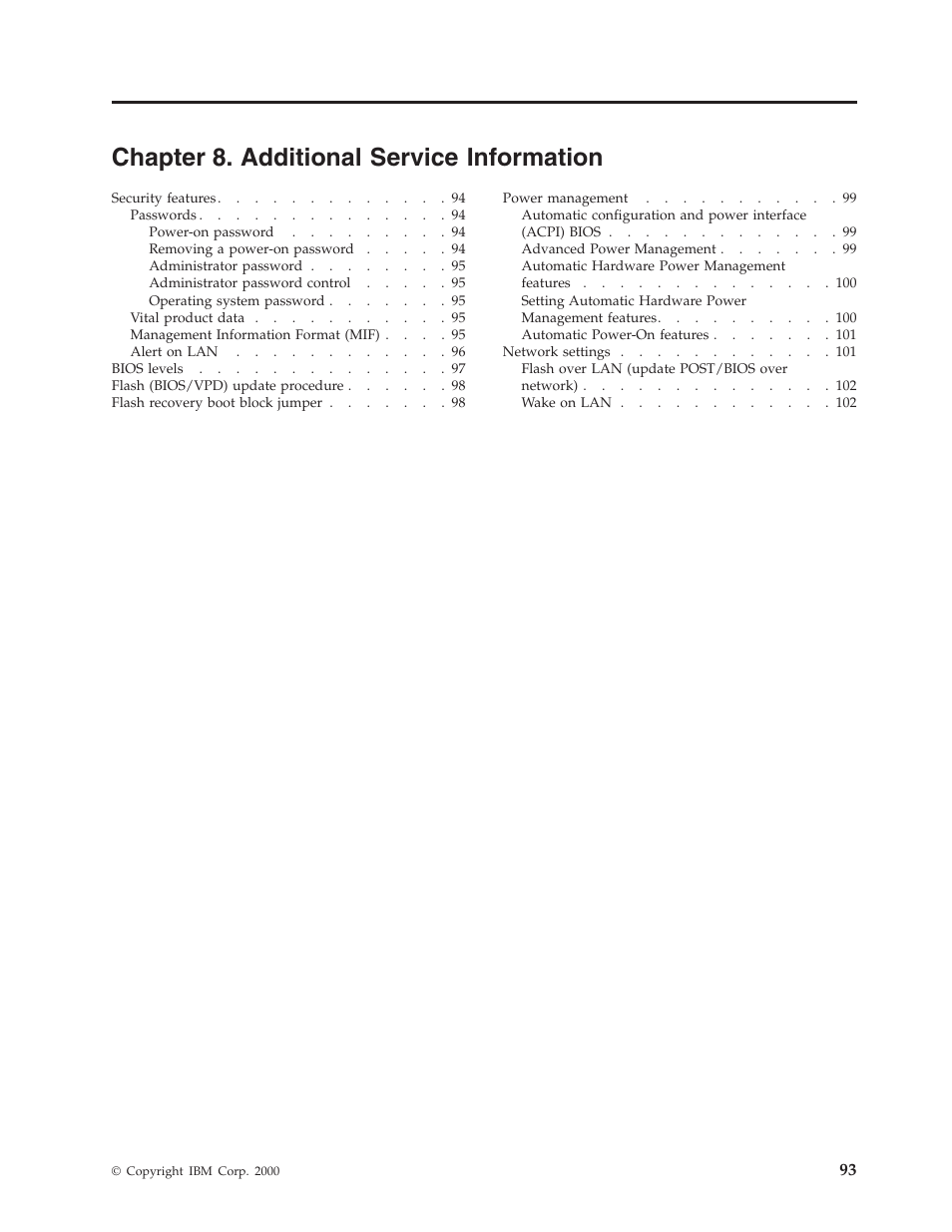 Chapter 8. additional service information | IBM NETVISTA 2251 User Manual | Page 101 / 152