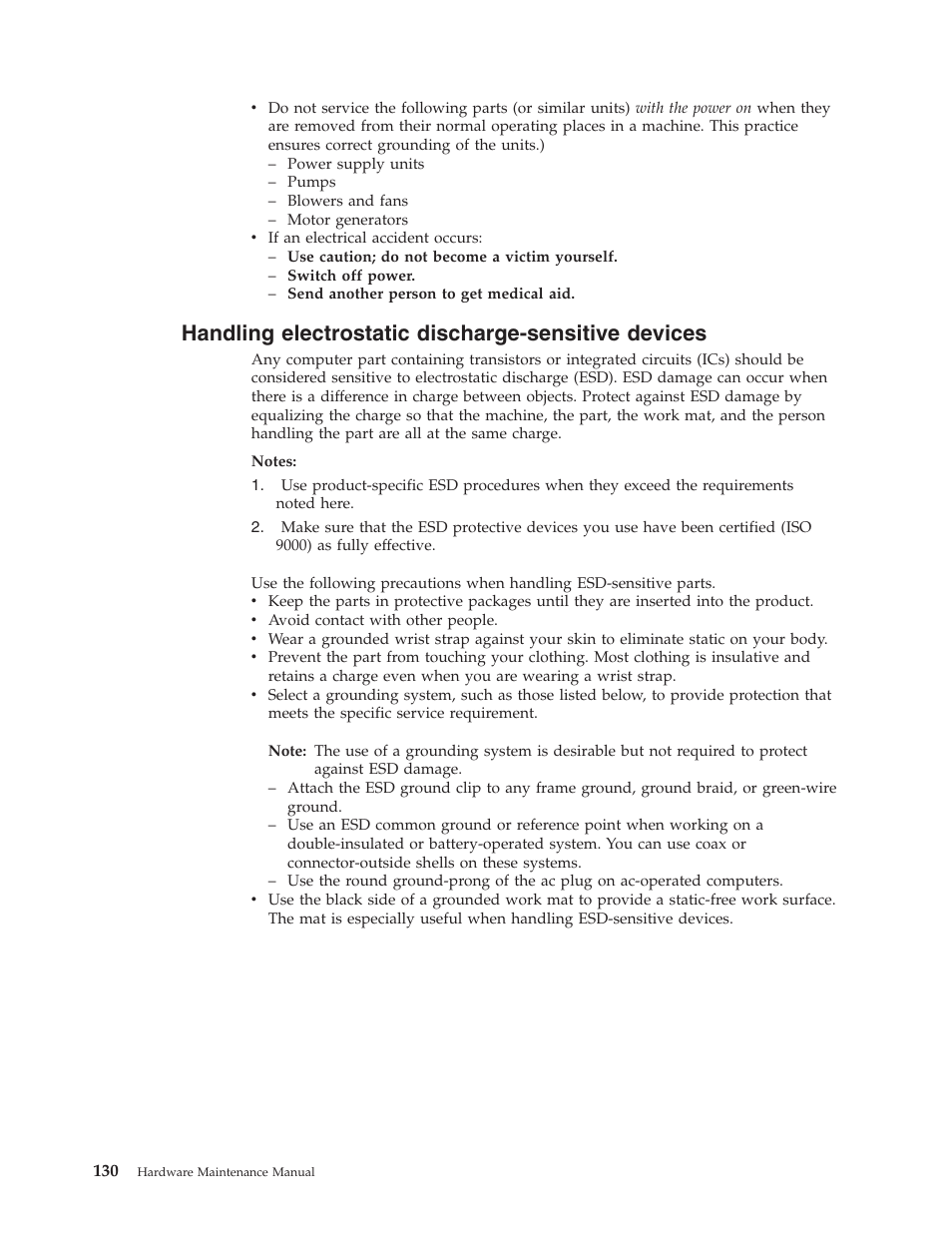Handling electrostatic discharge-sensitive devices | IBM NETVISTA 2251 User Manual | Page 138 / 152