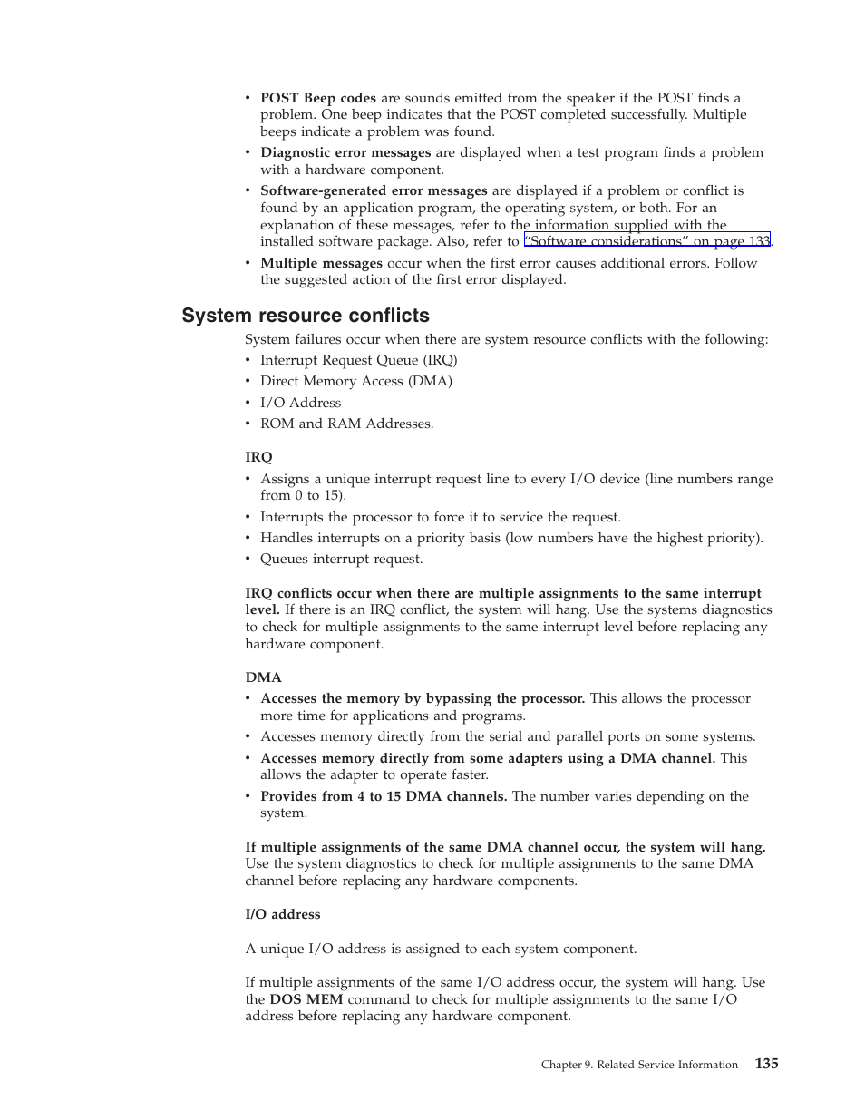 System resource conflicts, System resource | IBM NETVISTA 2251 User Manual | Page 143 / 152