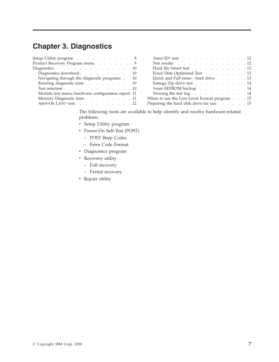 Chapter 3. diagnostics | IBM NETVISTA 2251 User Manual | Page 15 / 152