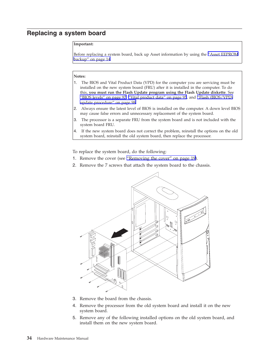 Replacing a system board | IBM NETVISTA 2251 User Manual | Page 42 / 152