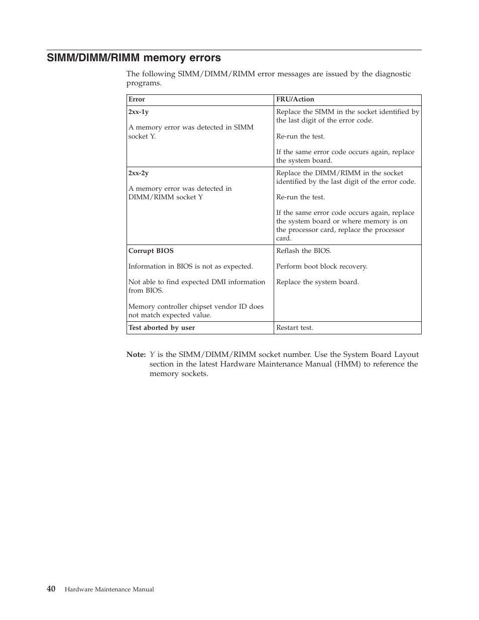 Simm/dimm/rimm memory errors | IBM NETVISTA 2251 User Manual | Page 48 / 152