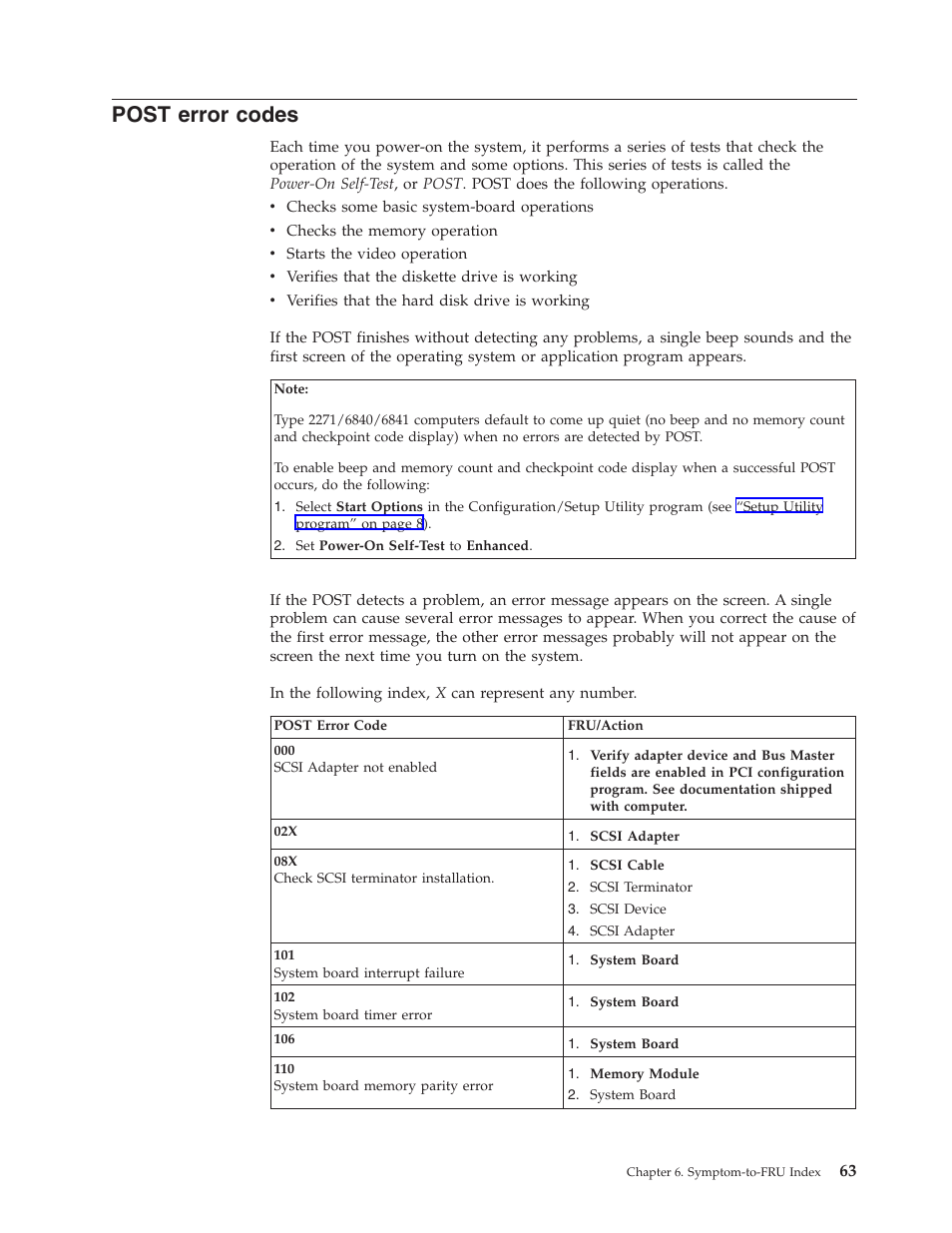 Post error codes | IBM NETVISTA 2251 User Manual | Page 71 / 152