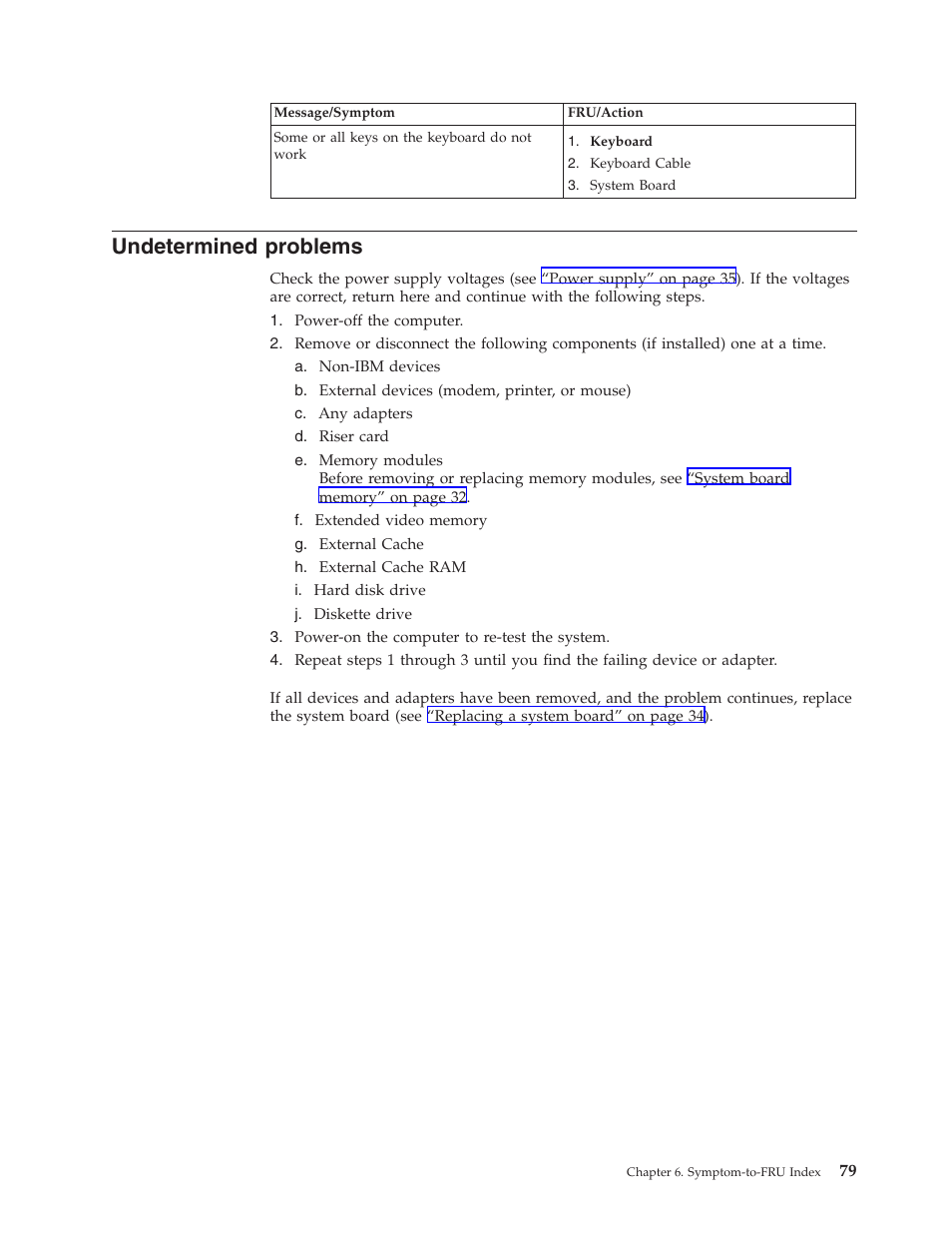 Undetermined problems, Undetermined problems” on | IBM NETVISTA 2251 User Manual | Page 87 / 152