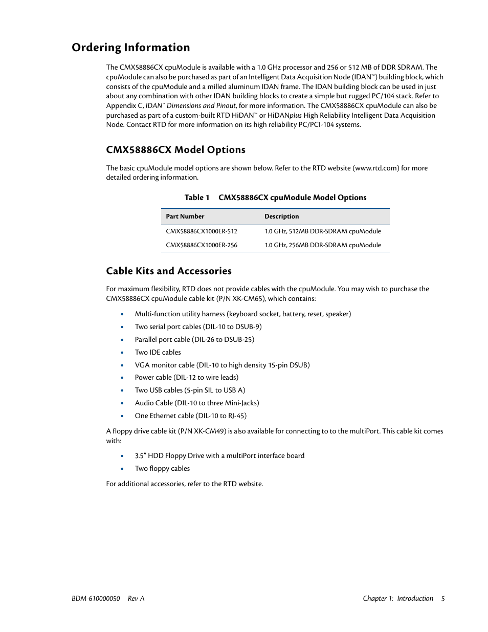 Ordering information, Cmx58886cx model options, Cable kits and accessories | IBM CMX58886CX User Manual | Page 13 / 110