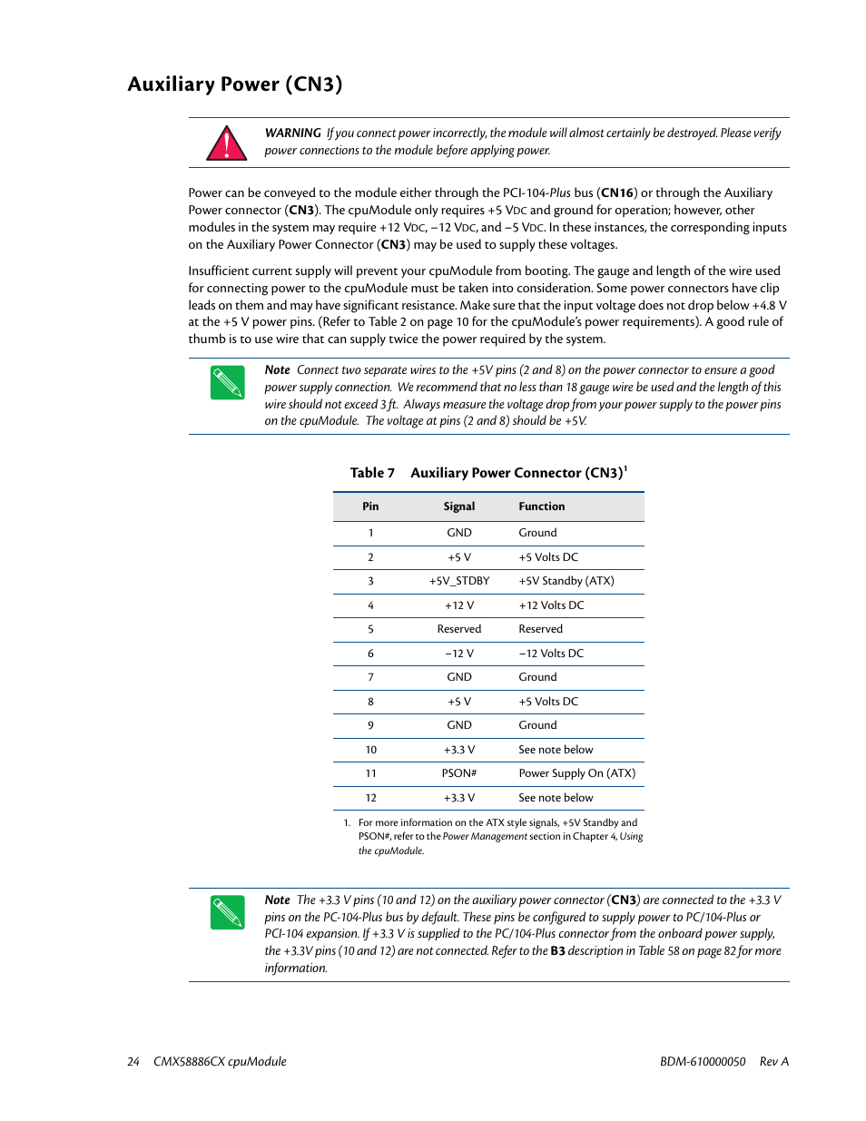 Auxiliary power (cn3) | IBM CMX58886CX User Manual | Page 32 / 110