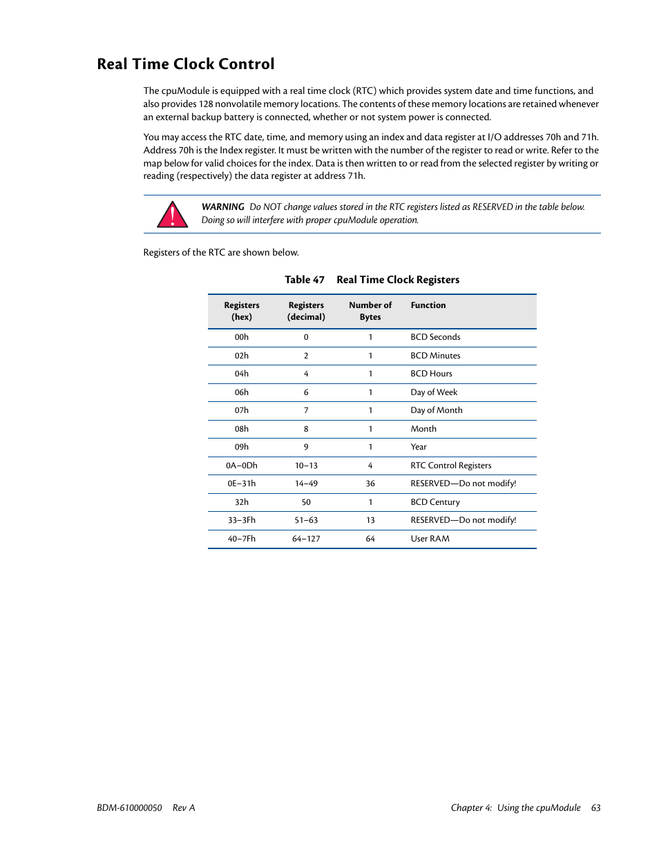 Real time clock control | IBM CMX58886CX User Manual | Page 71 / 110