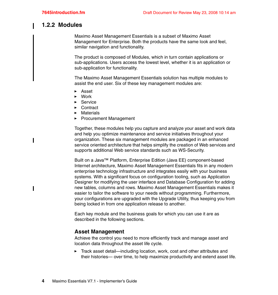 2 modules | IBM MAXIMO SG24-7645-00 User Manual | Page 18 / 152
