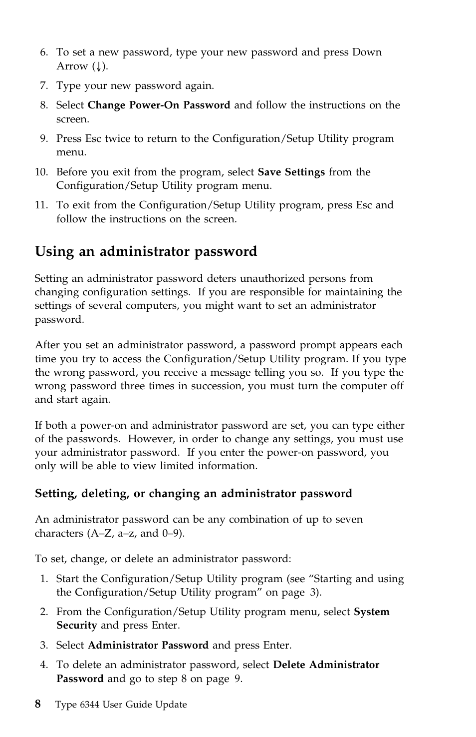 Using an administrator password | IBM 2196 User Manual | Page 196 / 208