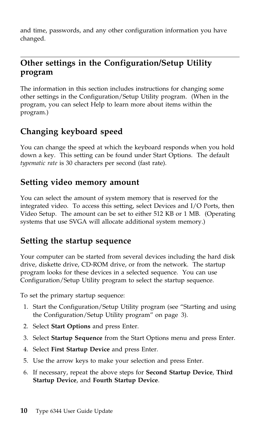 Changing keyboard speed, Setting the startup sequence | IBM 2196 User Manual | Page 198 / 208