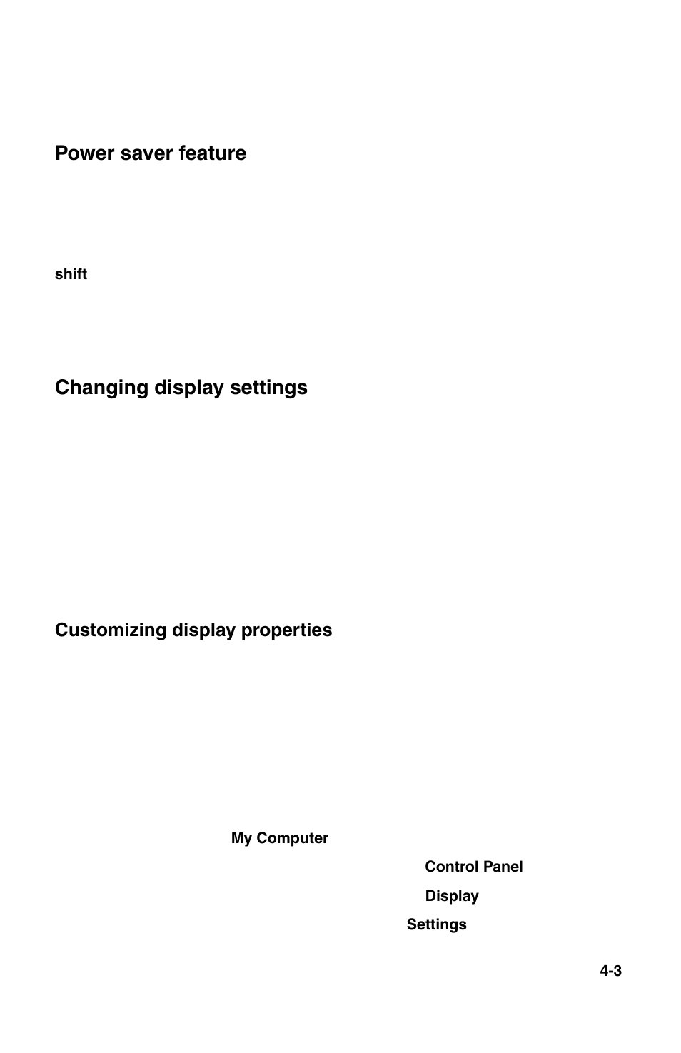 Power saver feature, Changing display settings, Customizing display properties | IBM 2196 User Manual | Page 56 / 208