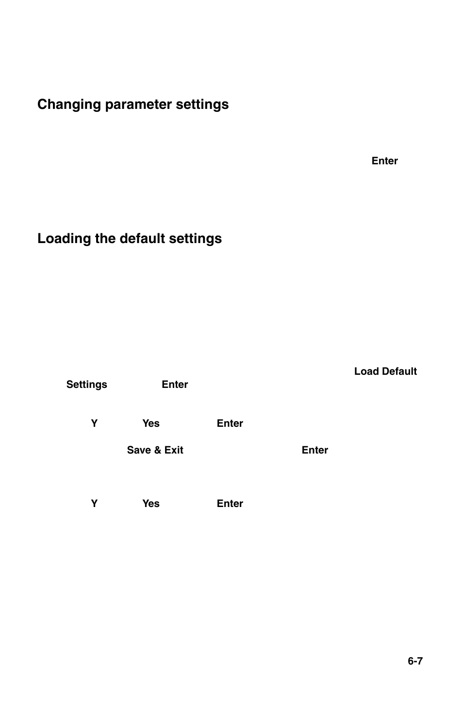 Changing parameter settings, Loading the default settings | IBM 2196 User Manual | Page 78 / 208