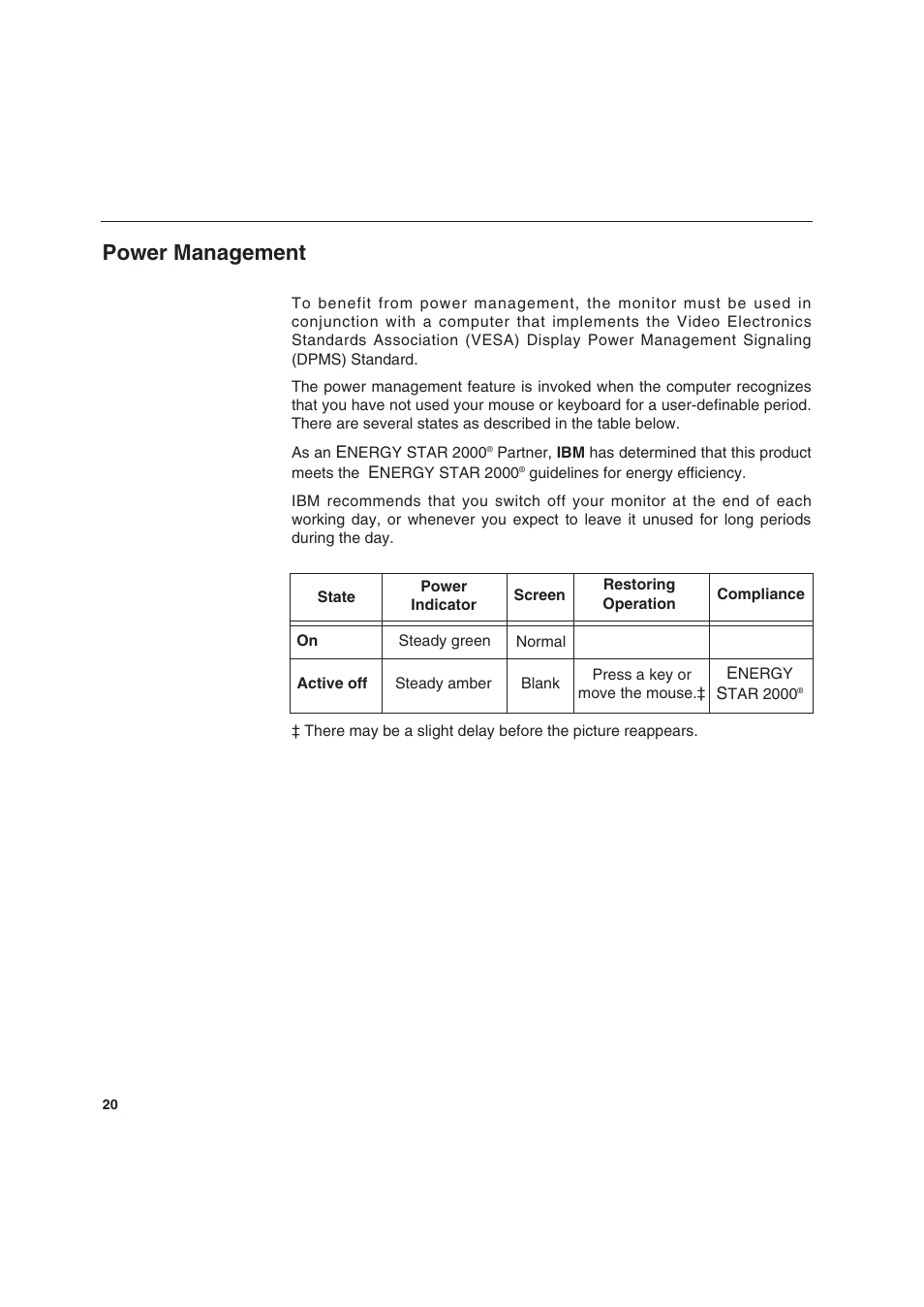 Power management | IBM T 541 User Manual | Page 22 / 26