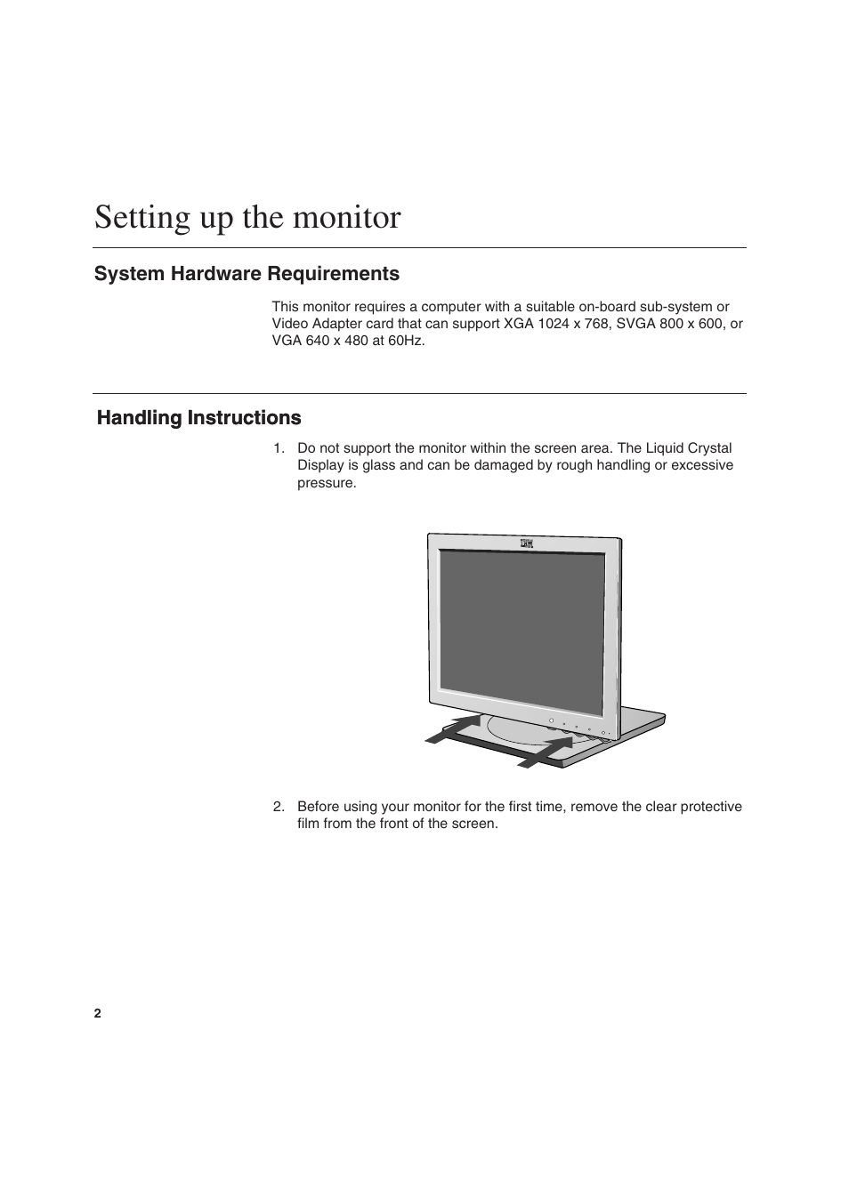 Setting up the monitor | IBM T 541 User Manual | Page 4 / 26