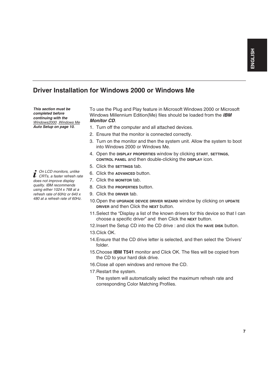 Driver installation for windows 2000 or windows me | IBM T 541 User Manual | Page 9 / 26