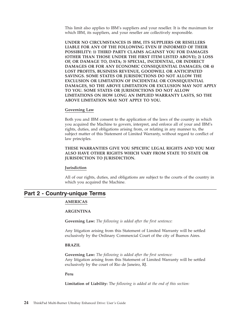 Part 2 - country-unique terms, Part, Country-unique | Terms | IBM ThinkPad 73P3279 User Manual | Page 32 / 54