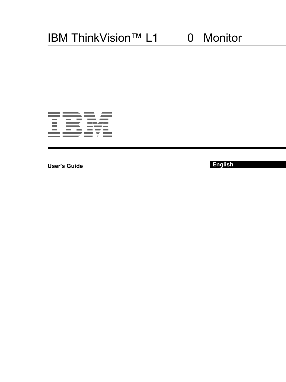 IBM THINKVISION MONITOR L150 User Manual | 35 pages