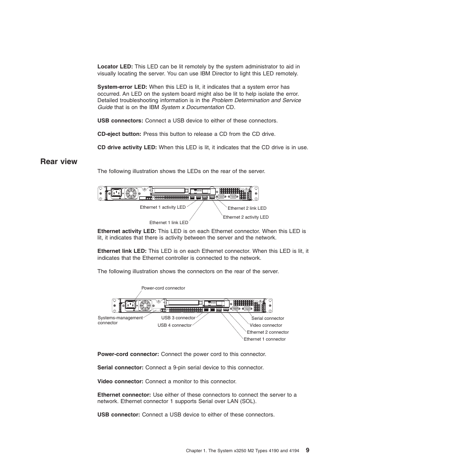 Rear view, Rear, View | IBM 4190 User Manual | Page 23 / 84