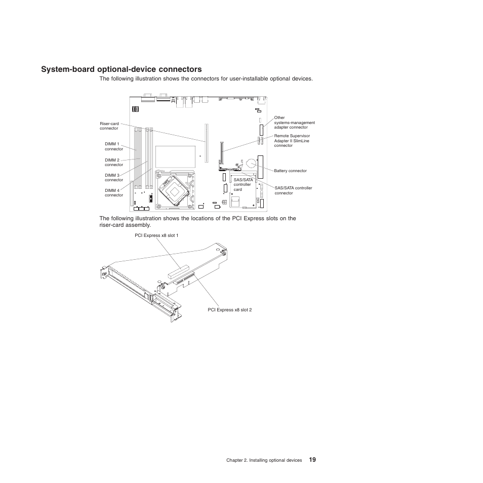 System-board optional-device connectors, System-board, Optional-device | Connectors | IBM 4190 User Manual | Page 33 / 84