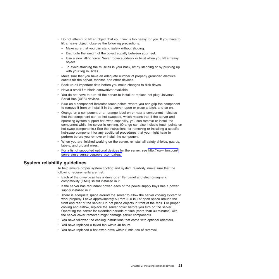 System reliability guidelines, System, Reliability | Guidelines | IBM 4190 User Manual | Page 35 / 84