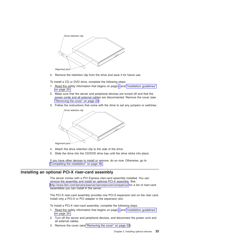 Installing an optional pci-x riser-card assembly, Installing, Optional | Pci-x, Riser-card, Assembly | IBM 4190 User Manual | Page 47 / 84
