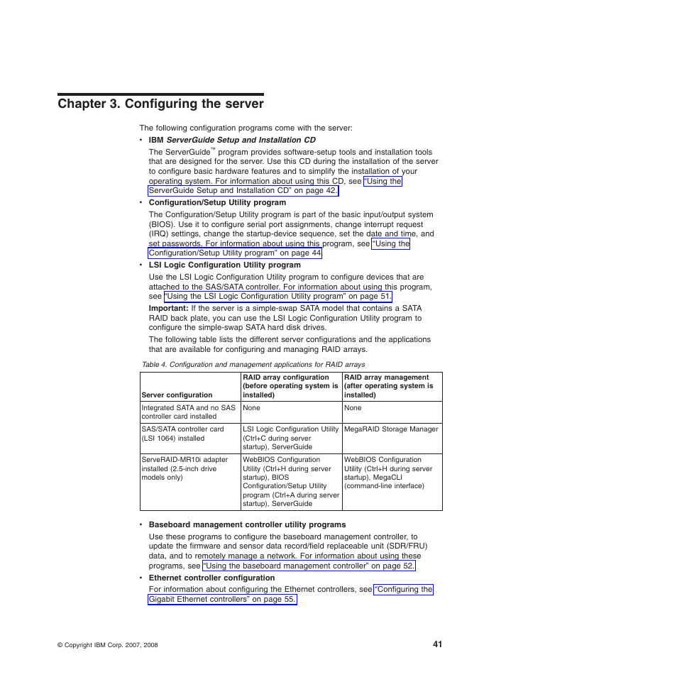 Chapter 3. configuring the server, Chapter, Configuring | Server | IBM 4190 User Manual | Page 55 / 84